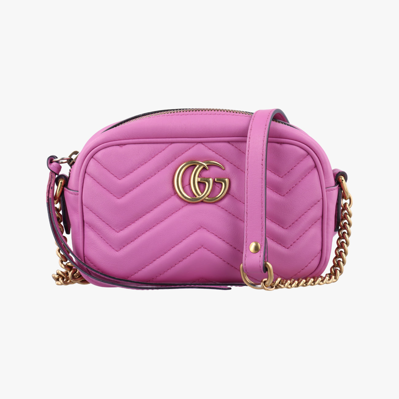Pre-owned Gucci GG Marmont Pink Leather 448065 shoulderbag | stylenewstar