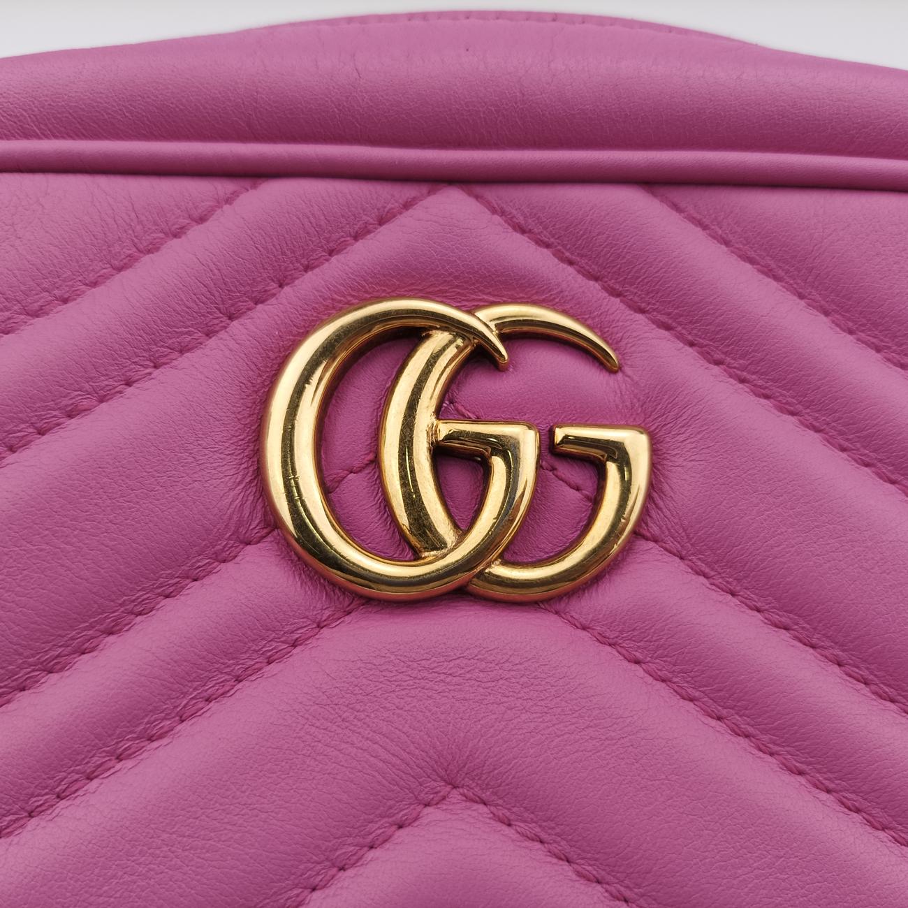 Pre-owned Gucci GG Marmont Pink Leather 448065 shoulderbag | stylenewstar