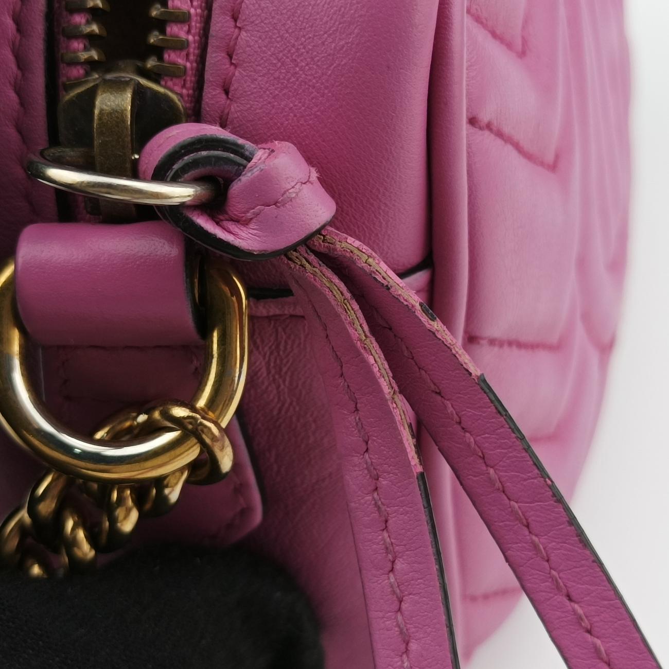 Pre-owned Gucci GG Marmont Pink Leather 448065 shoulderbag | stylenewstar