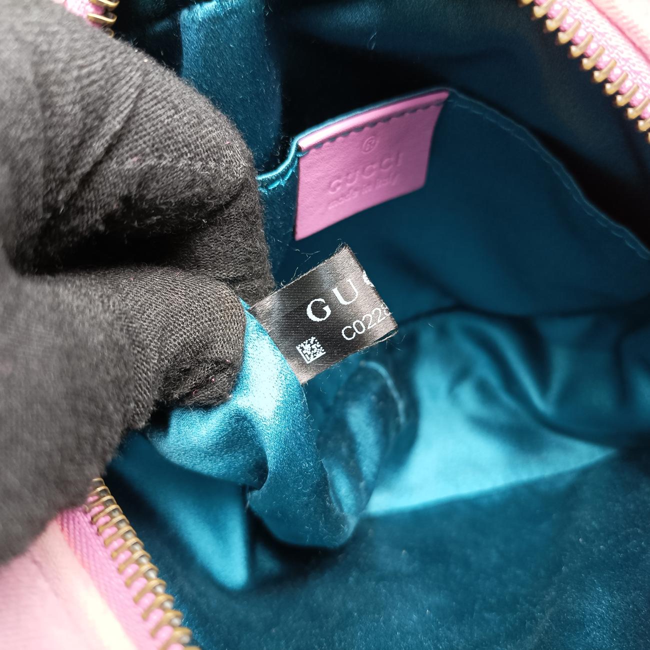 Pre-owned Gucci GG Marmont Pink velour 448065 shoulderbag | stylenewstar