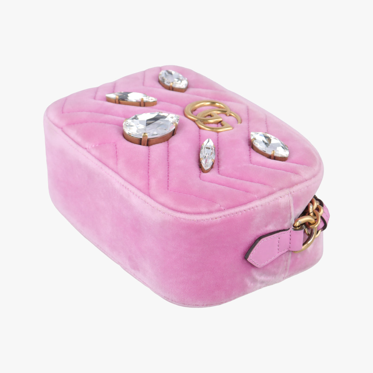 Pre-owned Gucci GG Marmont Pink velour 448065 shoulderbag | stylenewstar