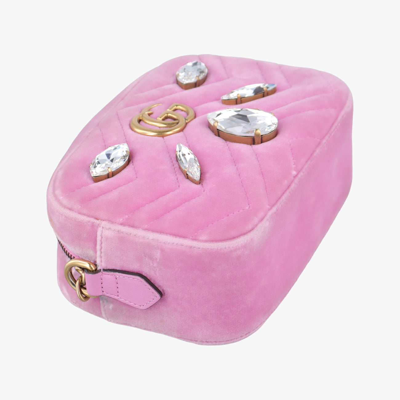 Pre-owned Gucci GG Marmont Pink velour 448065 shoulderbag | stylenewstar