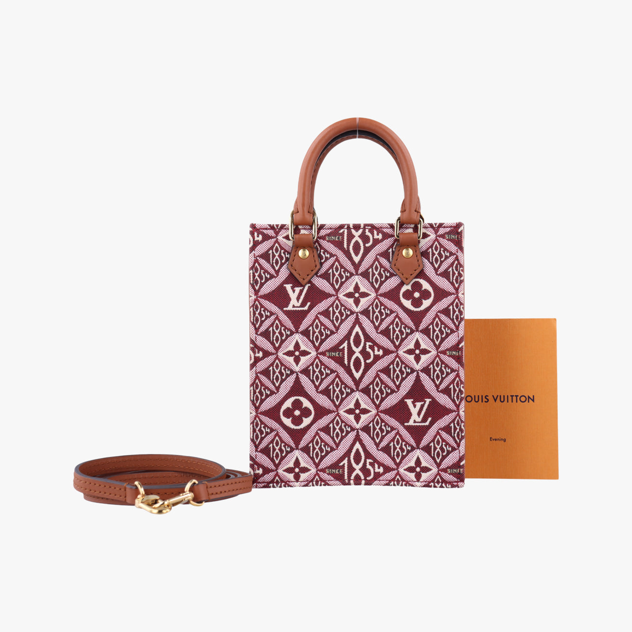 Pre-owned Louis Vuitton SINCE1854 Petit Sac Plat 2020AW bordeaux×brown Monogram jacquard M69846 shoulderbag | stylenewstar