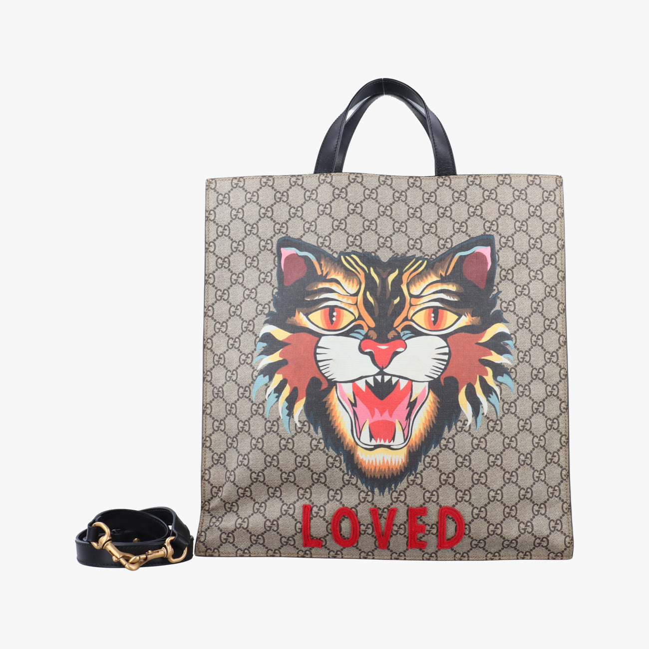 Pre-owned Gucci GG Supreme Bee Beige×Multicolour PVC coated canvas 450950 shoulderbag | stylenewstar