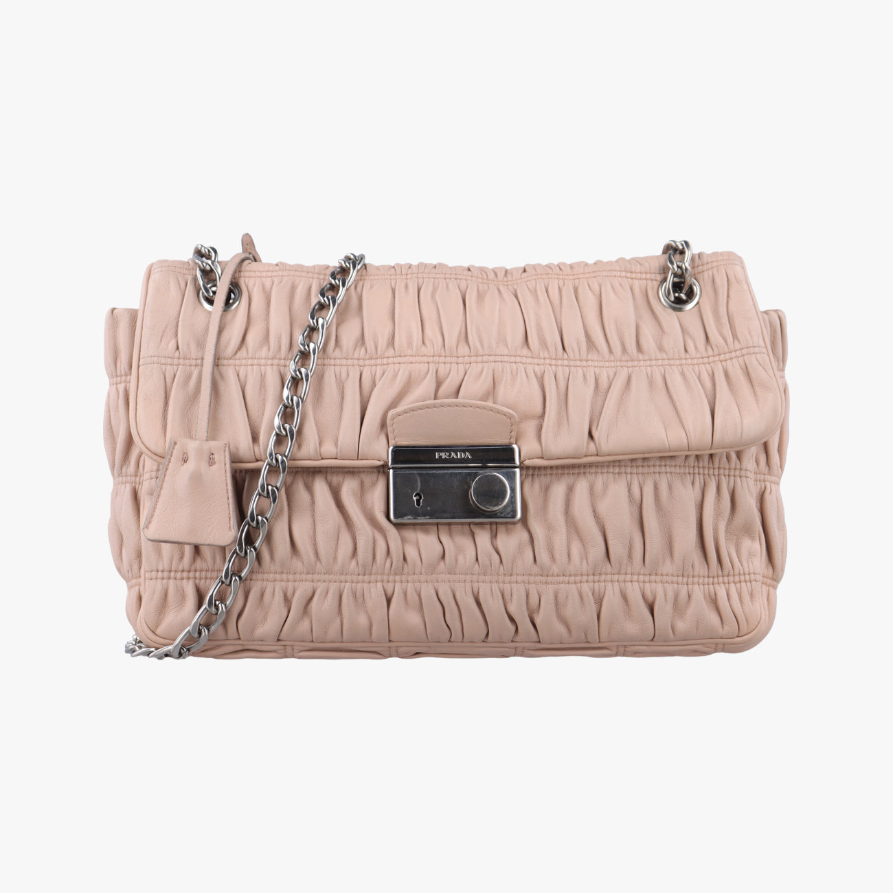 Pre-owned Prada Gaufre Logo Flap Pink Nappa Leather BT0939 shoulderbag | stylenewstar