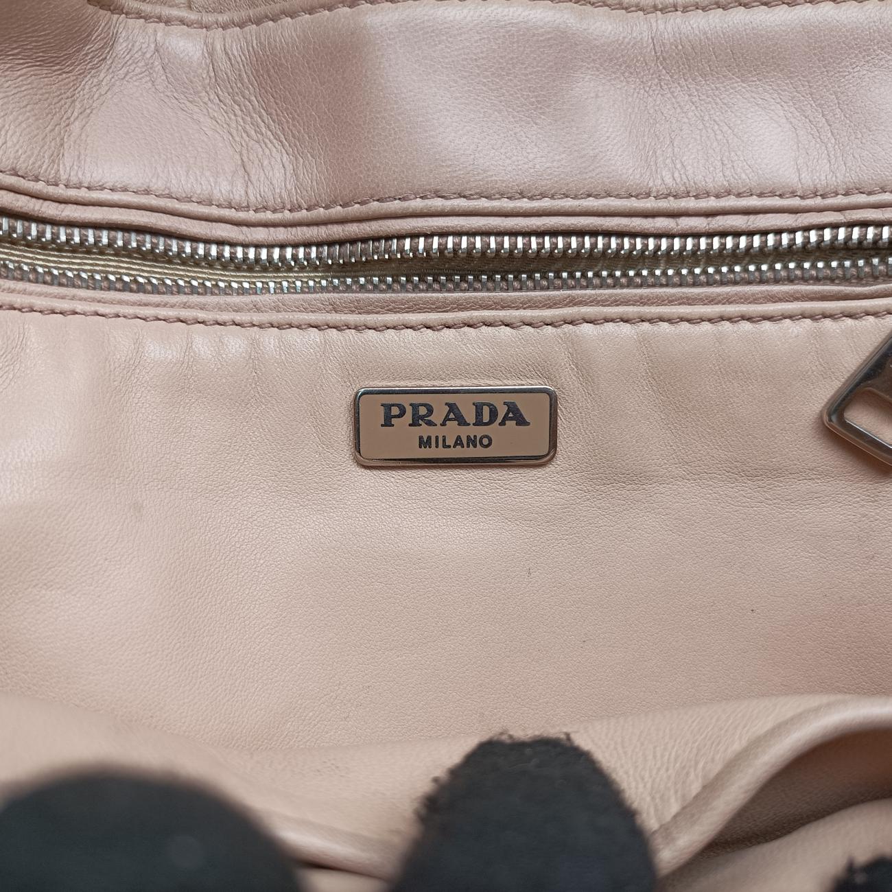 Pre-owned Prada Gaufre Logo Flap Pink Nappa Leather BT0939 shoulderbag | stylenewstar