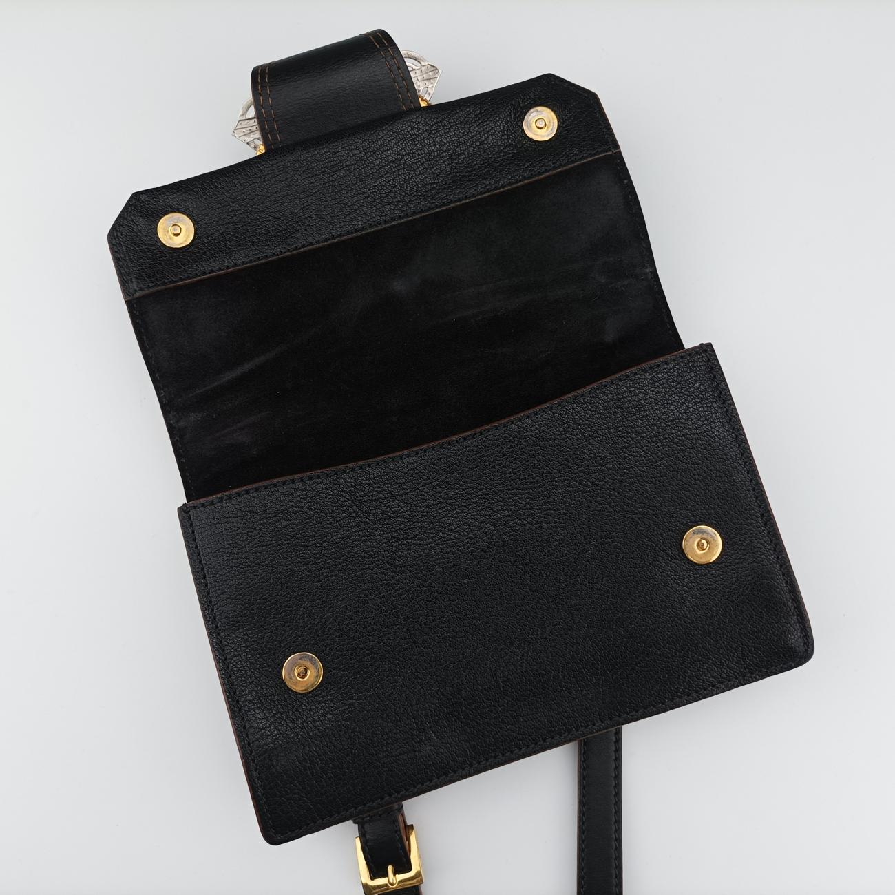 Vintage Miu Miu Miu Lady Black Leather  shoulderbag | stylenewstar