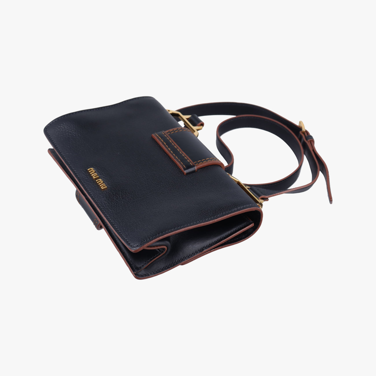 Vintage Miu Miu Miu Lady Black Leather  shoulderbag | stylenewstar