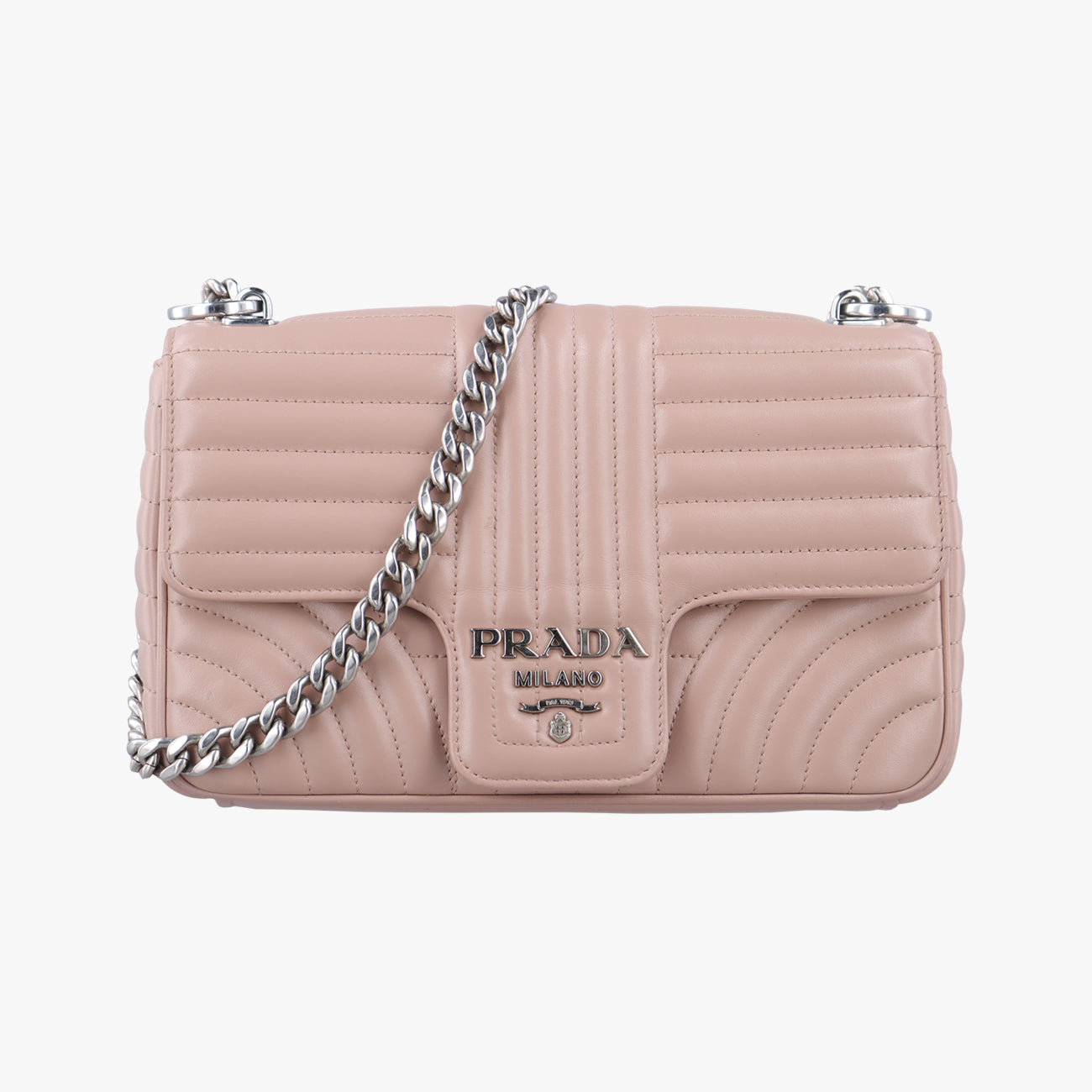 Pre-owned Prada Diagramme Pink Leather 1BD107 shoulderbag | stylenewstar