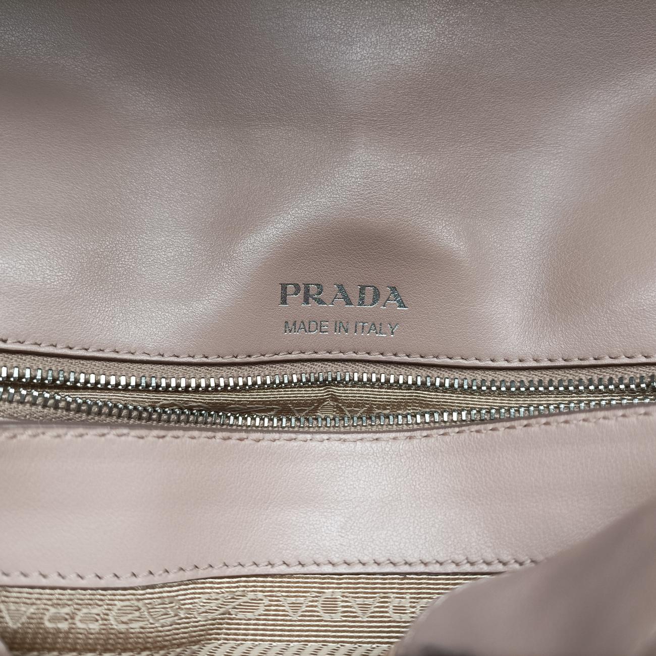 Pre-owned Prada Diagramme Pink Leather 1BD107 shoulderbag | stylenewstar