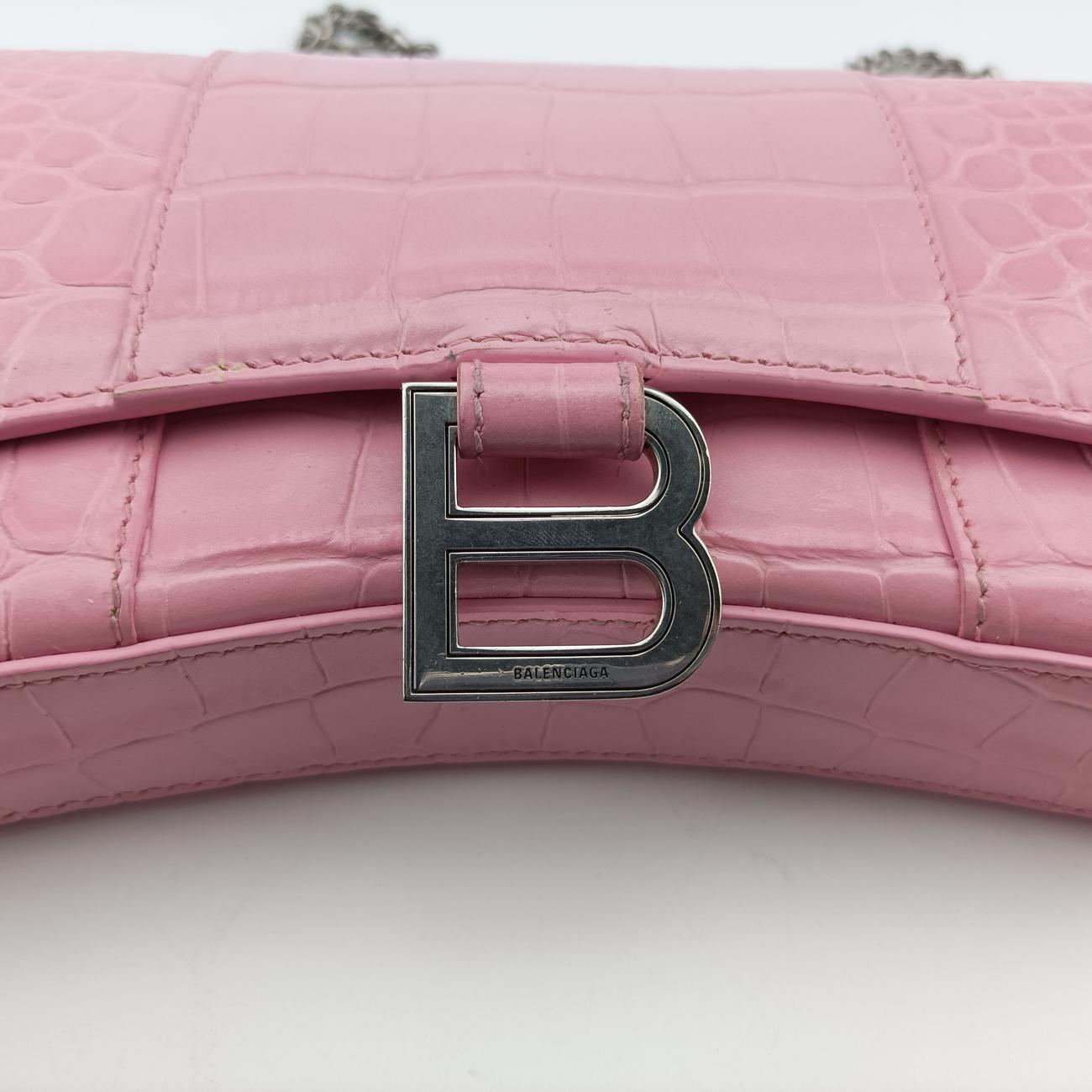 Pre-owned Balenciaga Hourglass Pink Leather  shoulderbag | stylenewstar