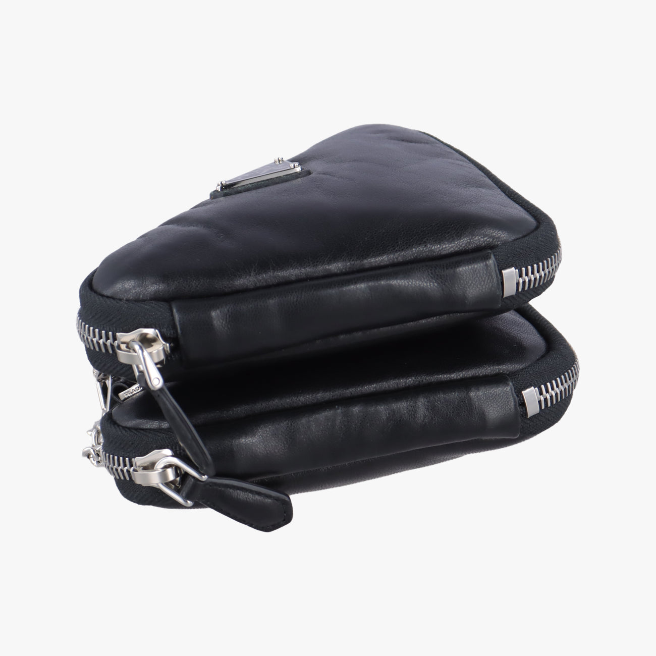 Pre-owned Prada triangle mini Black Leather 1NR015 shoulderbag | stylenewstar