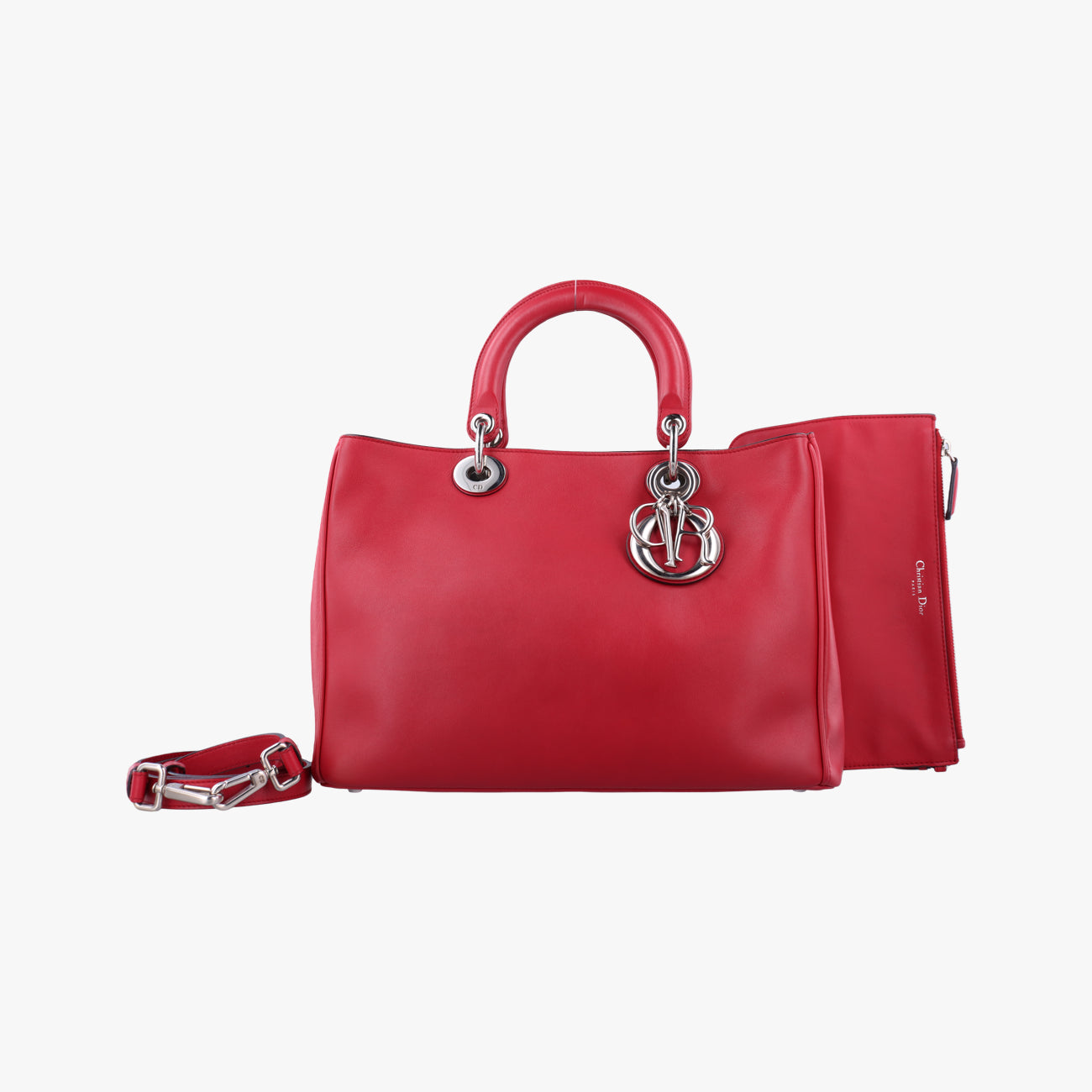 Pre-owned Christian Dior Diorissimo Red Leather  shoulderbag | stylenewstar