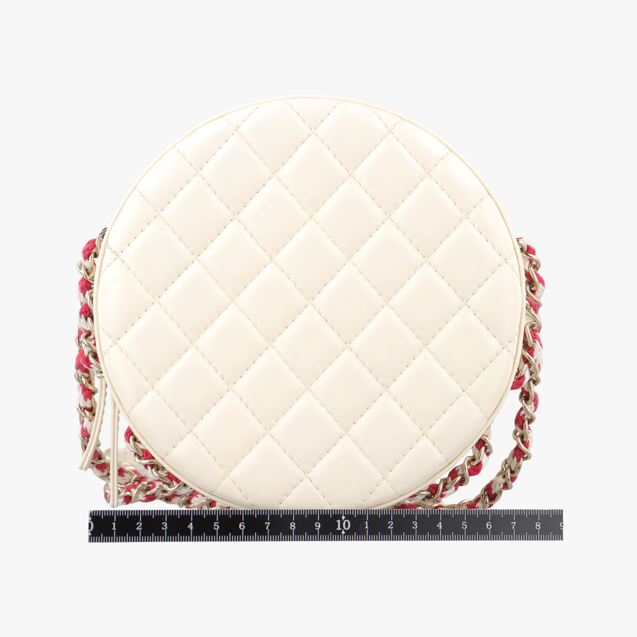 Pre-owned Chanel La Pausa Coco Lifesaver Round White×Red lambskin AS0209 shoulderbag | stylenewstar