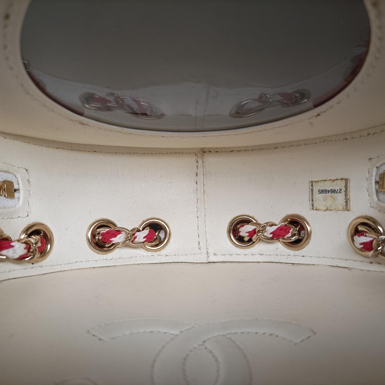 Pre-owned Chanel La Pausa Coco Lifesaver Round White×Red lambskin AS0209 shoulderbag | stylenewstar