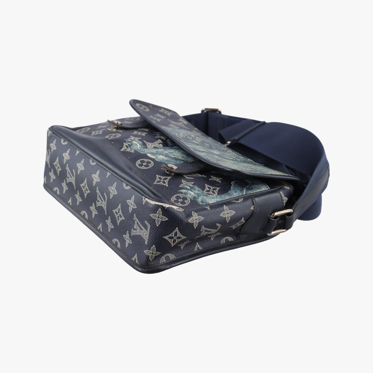 Pre-owned Louis Vuitton Messenger PM navy Monogram Savane M54248 shoulderbag | stylenewstar