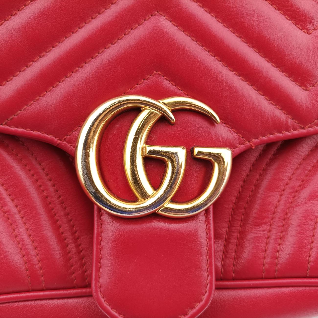 Vintage Gucci GG Marmont Red Leather 443497 shoulderbag | stylenewstar