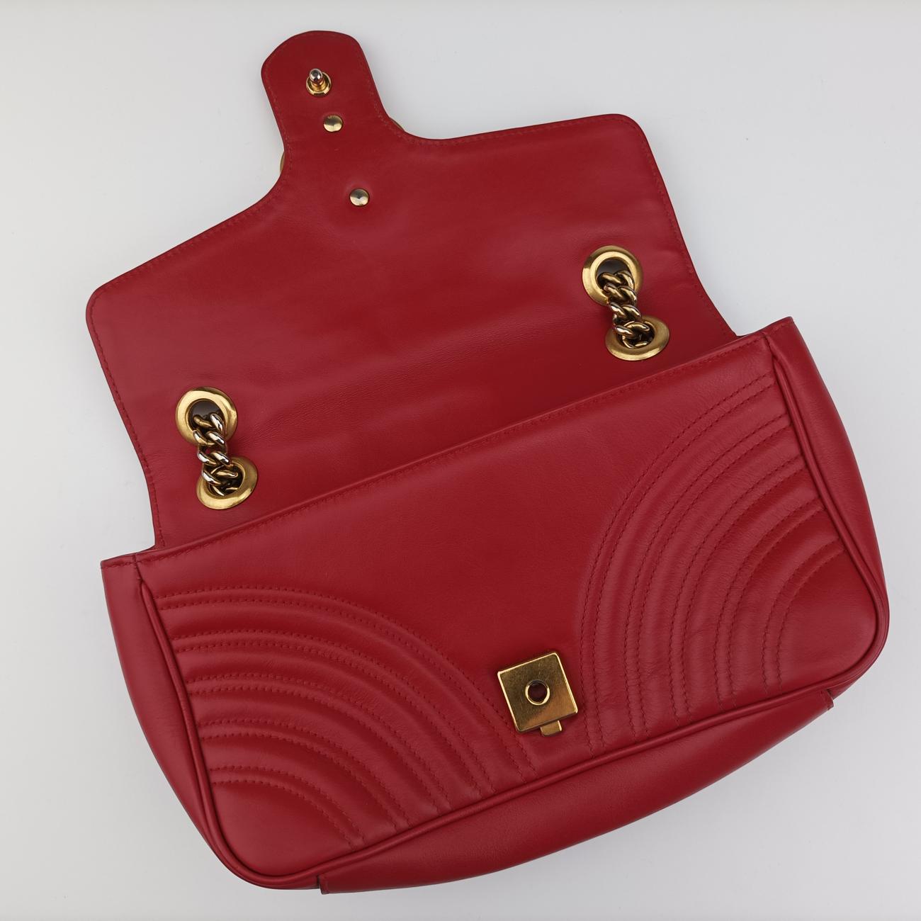 Vintage Gucci GG Marmont Red Leather 443497 shoulderbag | stylenewstar