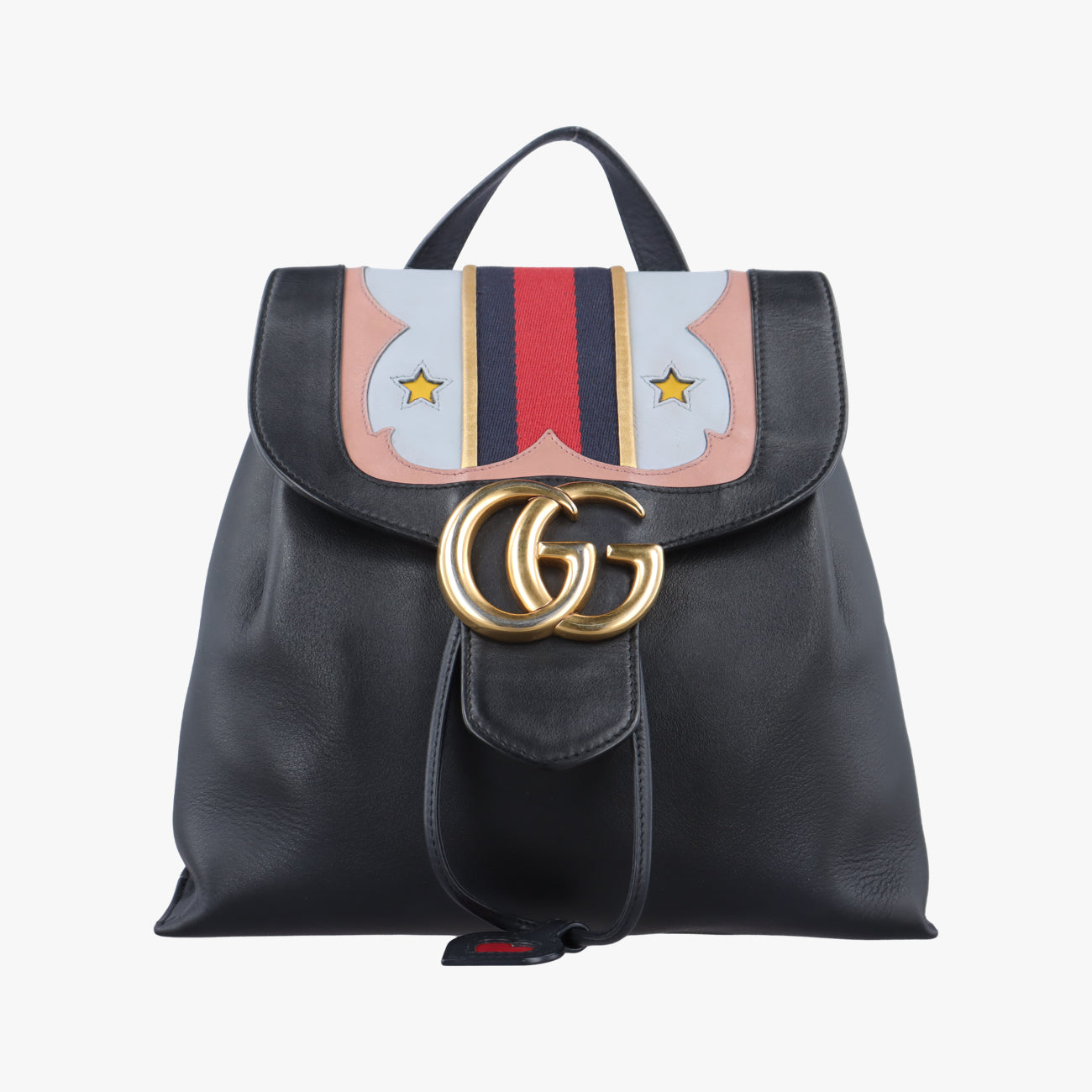 Vintage Gucci GG Marmont Black×Multicolour Leather 432265 backpack/rucksack | stylenewstar