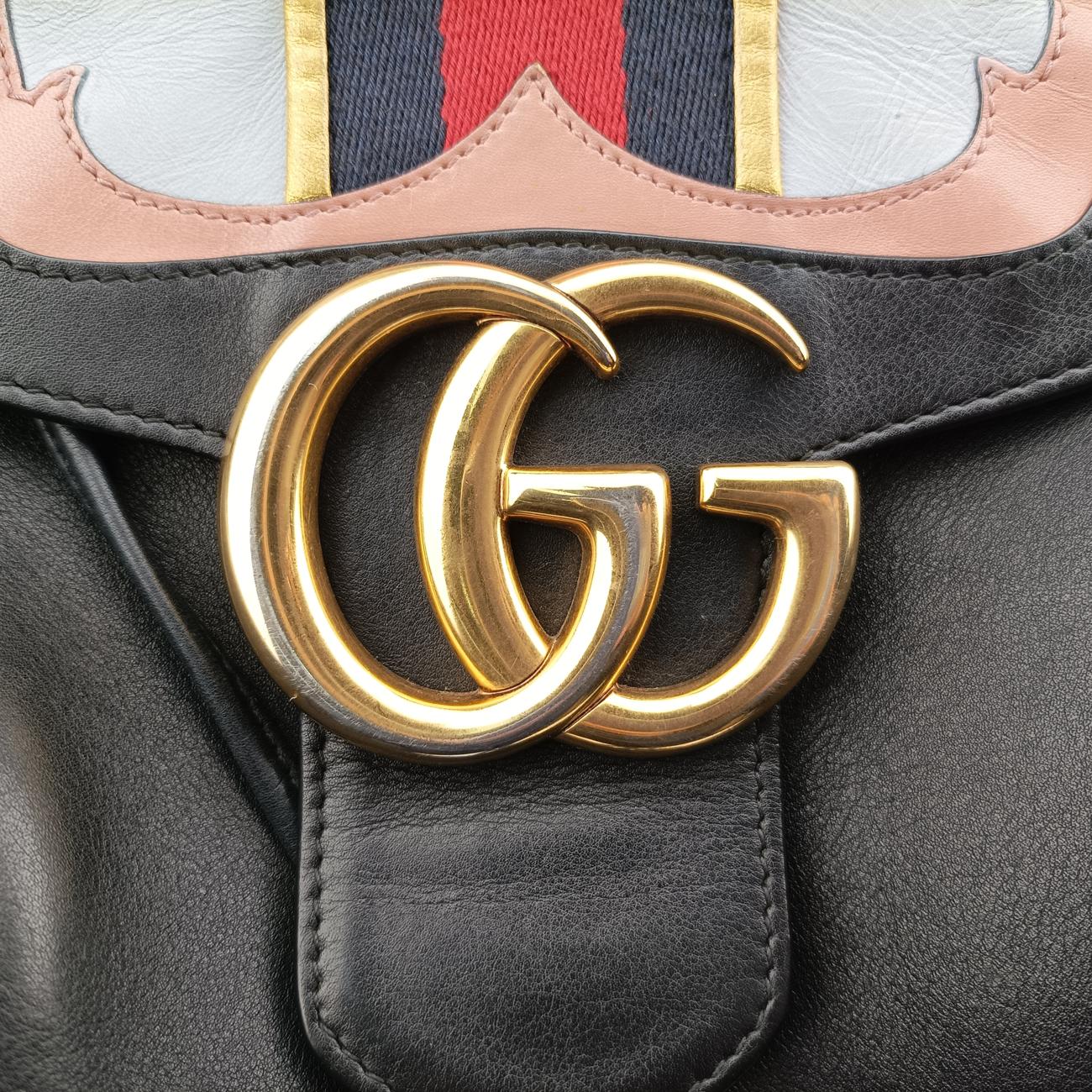 Vintage Gucci GG Marmont Black×Multicolour Leather 432265 backpack/rucksack | stylenewstar