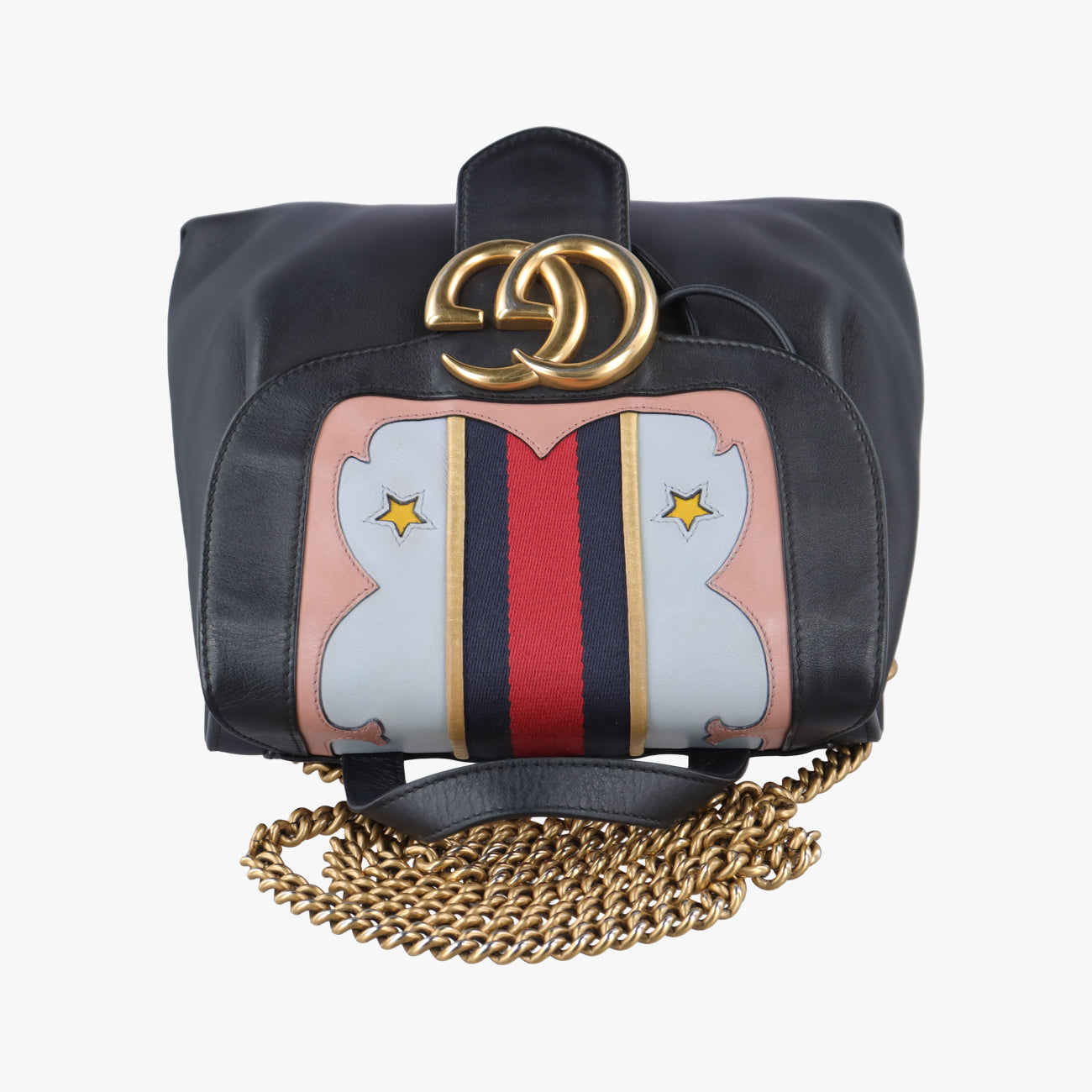 Vintage Gucci GG Marmont Black×Multicolour Leather 432265 backpack/rucksack | stylenewstar