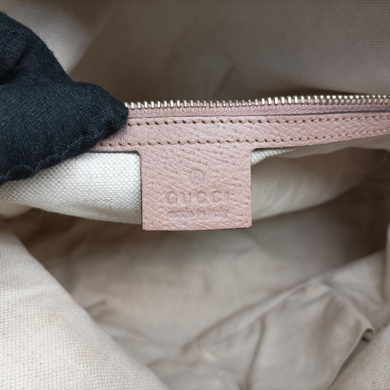 Pre-owned Gucci Guccissima Bree Beige×pink canvas x leather 323673 handbag | stylenewstar