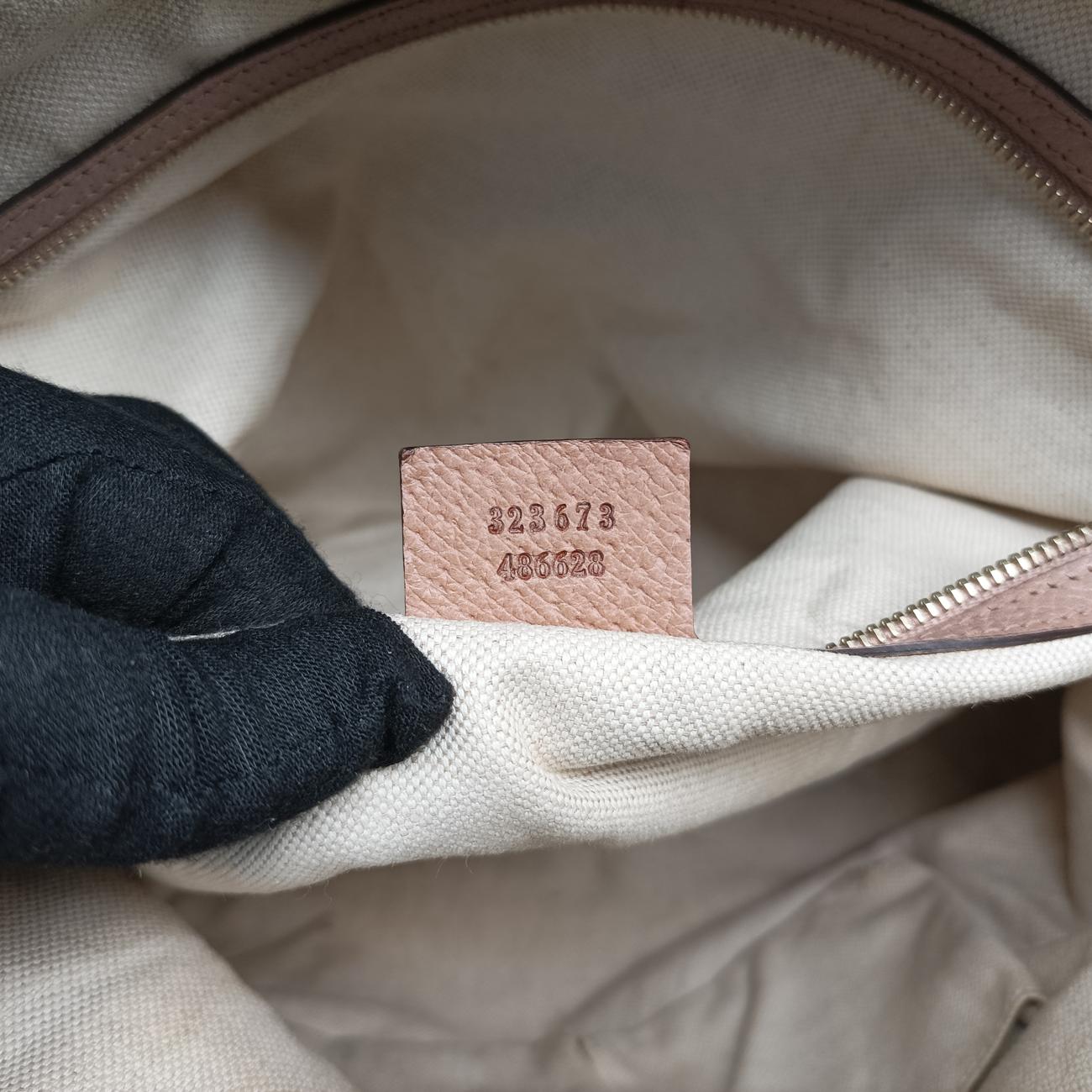 Pre-owned Gucci Guccissima Bree Beige×pink canvas x leather 323673 handbag | stylenewstar