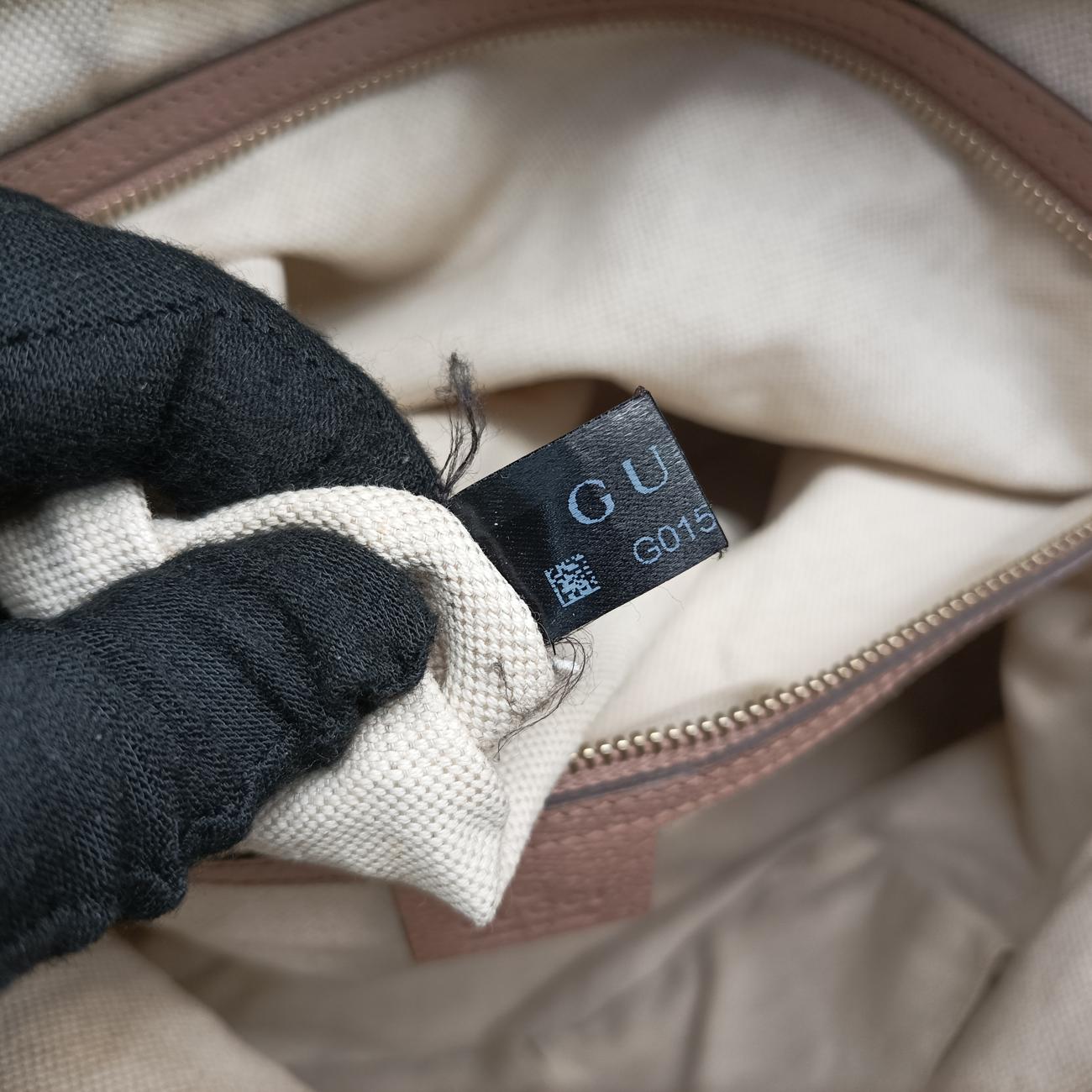 Pre-owned Gucci Guccissima Bree Beige×pink canvas x leather 323673 handbag | stylenewstar