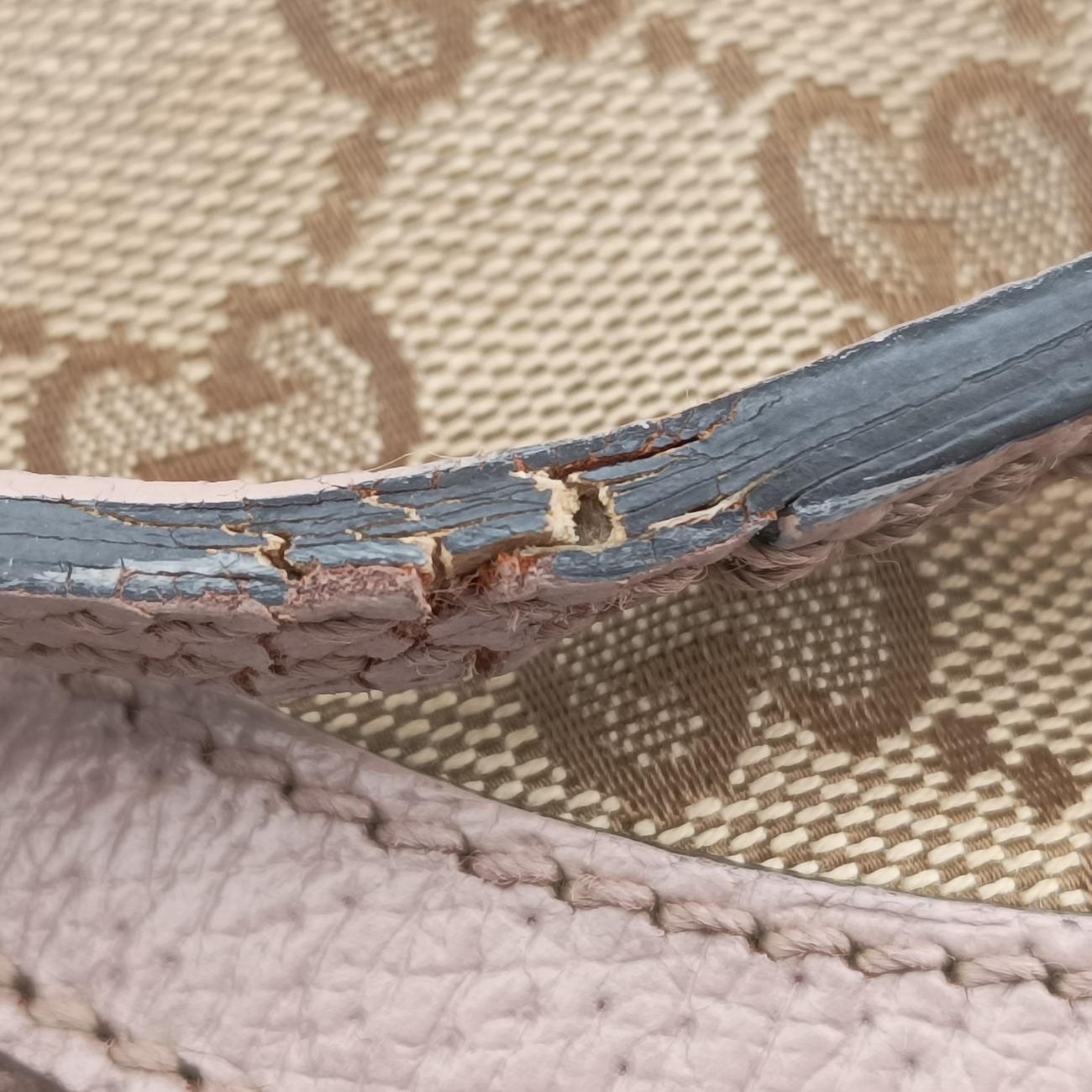 Pre-owned Gucci Guccissima Bree Beige×pink canvas x leather 323673 handbag | stylenewstar