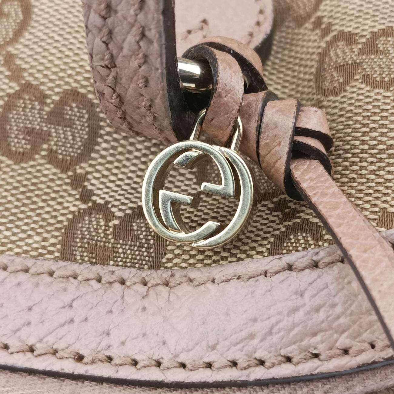 Pre-owned Gucci Guccissima Bree Beige×pink canvas x leather 323673 handbag | stylenewstar