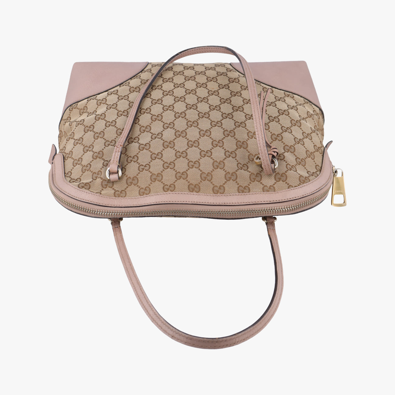 Pre-owned Gucci Guccissima Bree Beige×pink canvas x leather 323673 handbag | stylenewstar