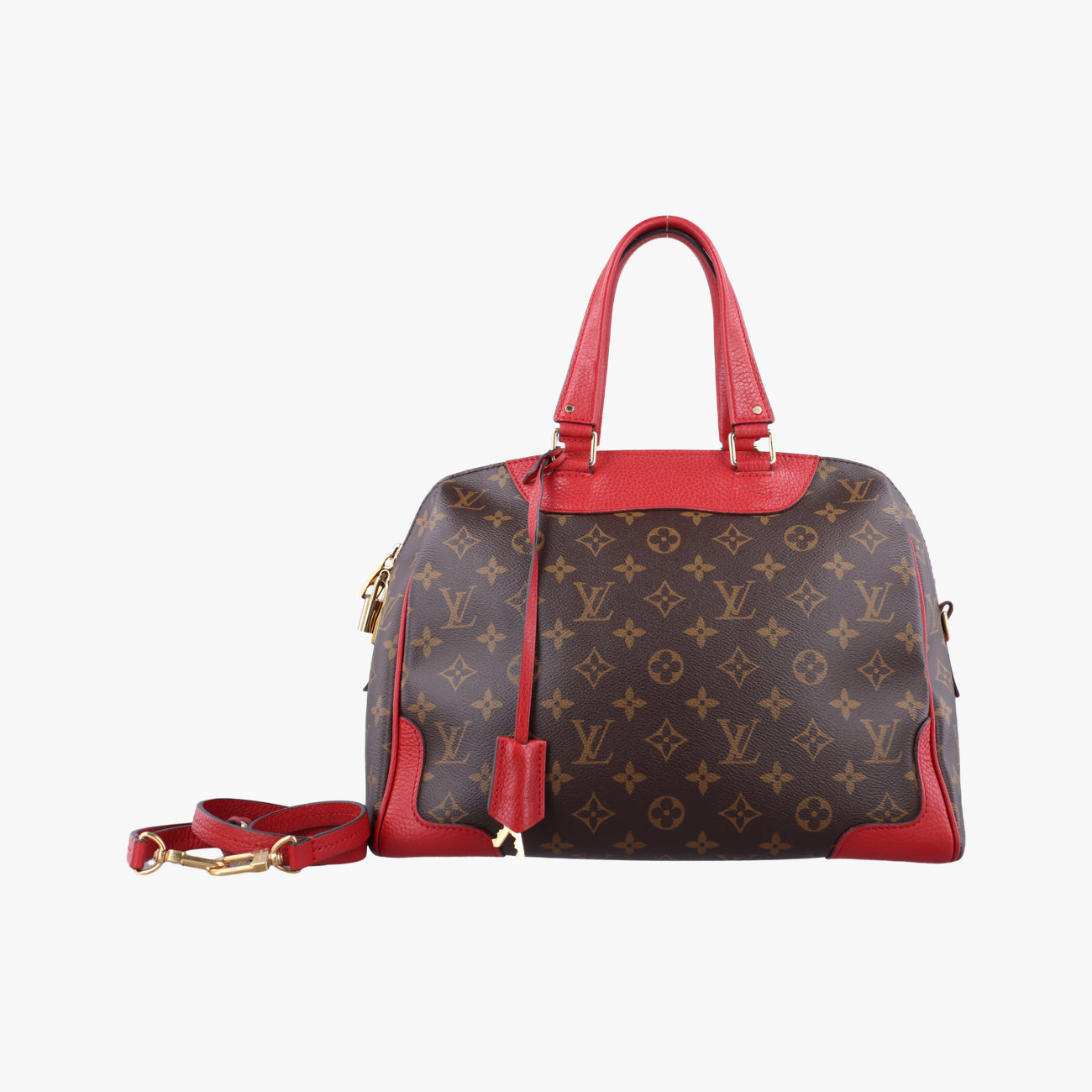 Pre-owned Louis Vuitton RETIRO PM brown×CERISE Monogram Canvas×calf leather M40546 shoulderbag | stylenewstar