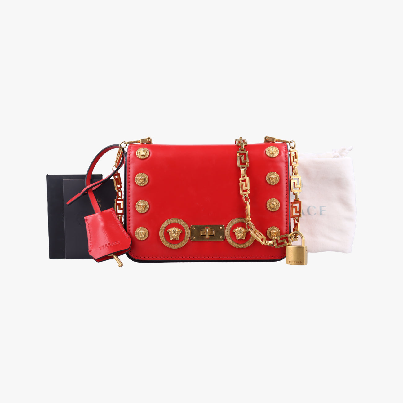 Pre-owned VERSACE Medusa Red Leather  shoulderbag | stylenewstar