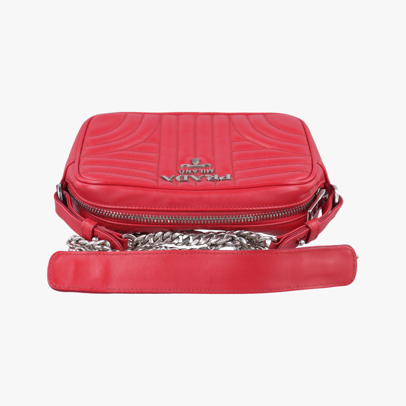 Pre-owned Prada Diagramme Red leather 1BH084 shoulderbag | stylenewstar