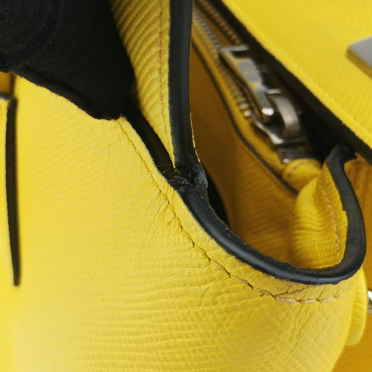 Pre-owned Prada Cuir Double　Satchel Yellow SAFFIANO　Leather BN2756 handbag | stylenewstar