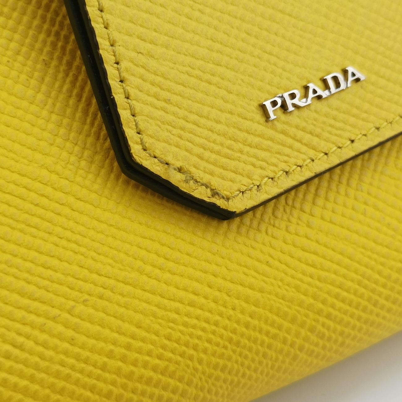 Pre-owned Prada Cuir Double　Satchel Yellow SAFFIANO　Leather BN2756 handbag | stylenewstar