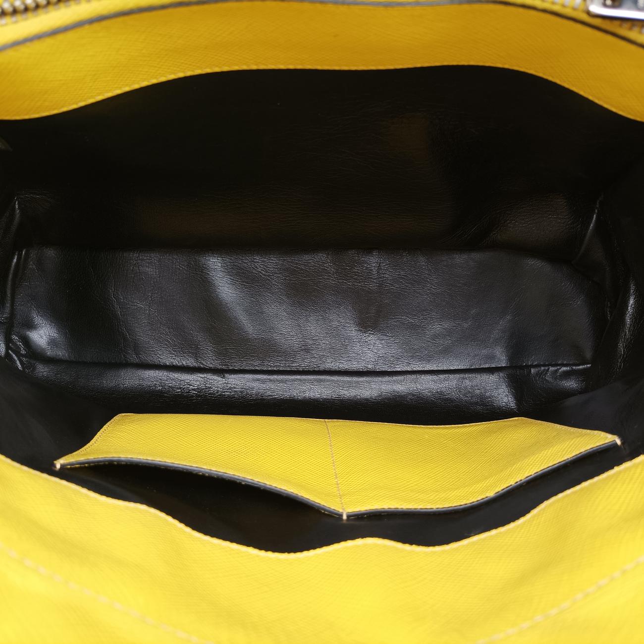 Pre-owned Prada Cuir Double　Satchel Yellow SAFFIANO　Leather BN2756 handbag | stylenewstar