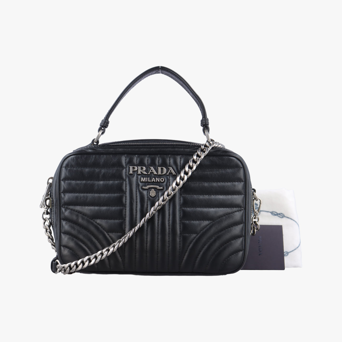 Secondhand Prada Diagramme Black Leather 1BH083 shoulderbag | stylenewstar