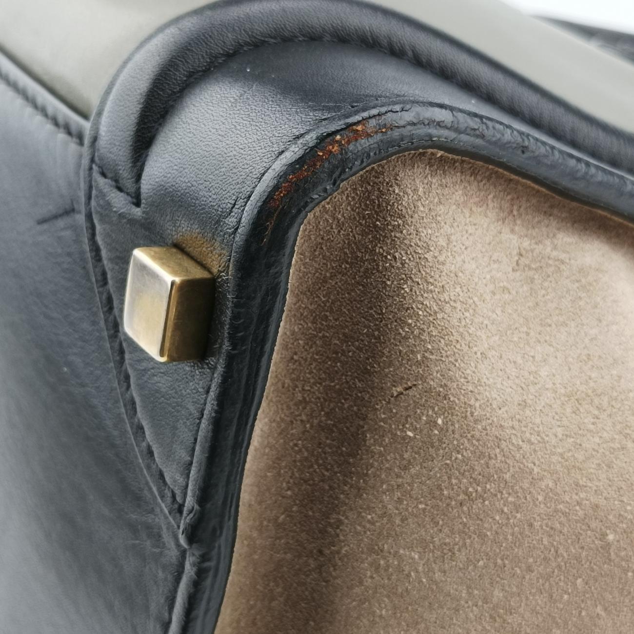 Pre-owned Celine Luggage Mini Shopper Brown x Green x Black Leather  handbag | stylenewstar