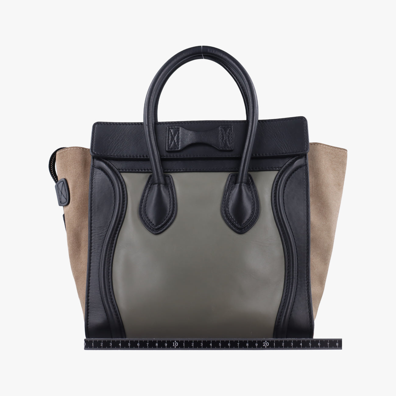 Pre-owned Celine Luggage Mini Shopper Brown x Green x Black Leather  handbag | stylenewstar