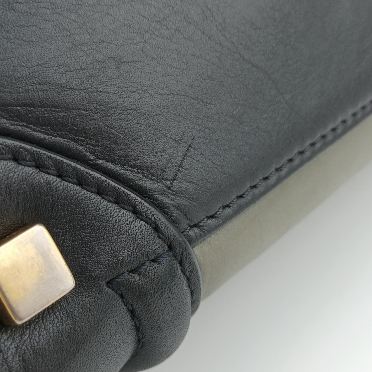 Pre-owned Celine Luggage Mini Shopper Brown x Green x Black Leather  handbag | stylenewstar