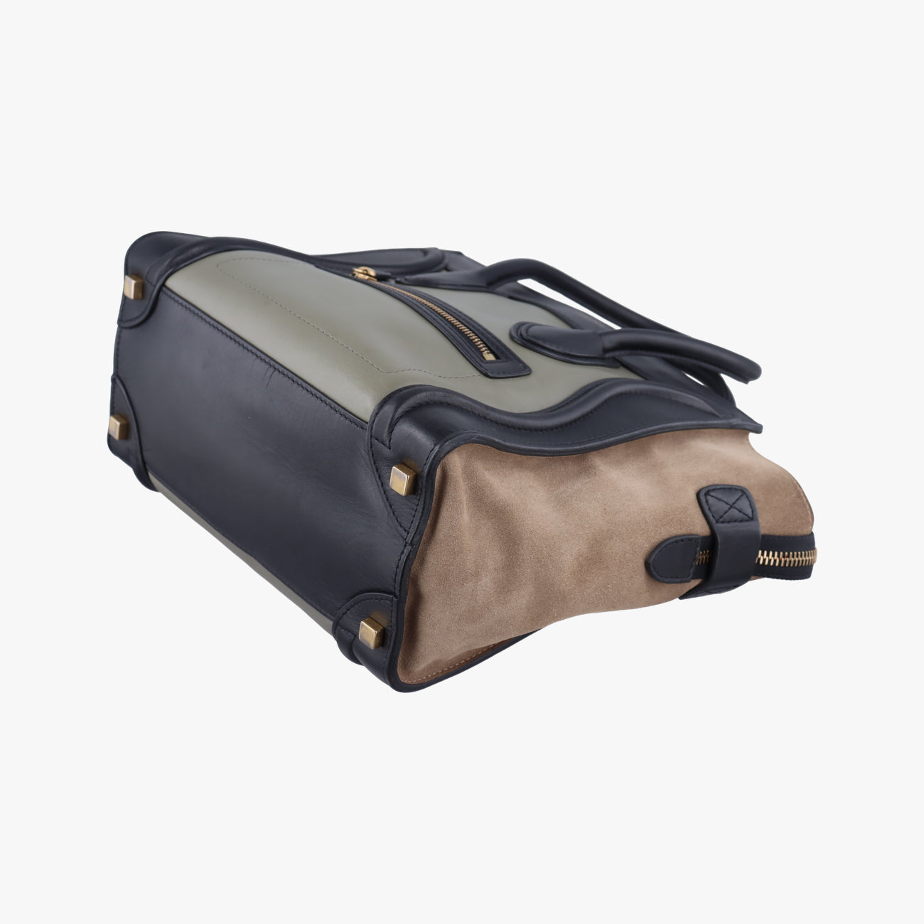 Pre-owned Celine Luggage Mini Shopper Brown x Green x Black Leather  handbag | stylenewstar