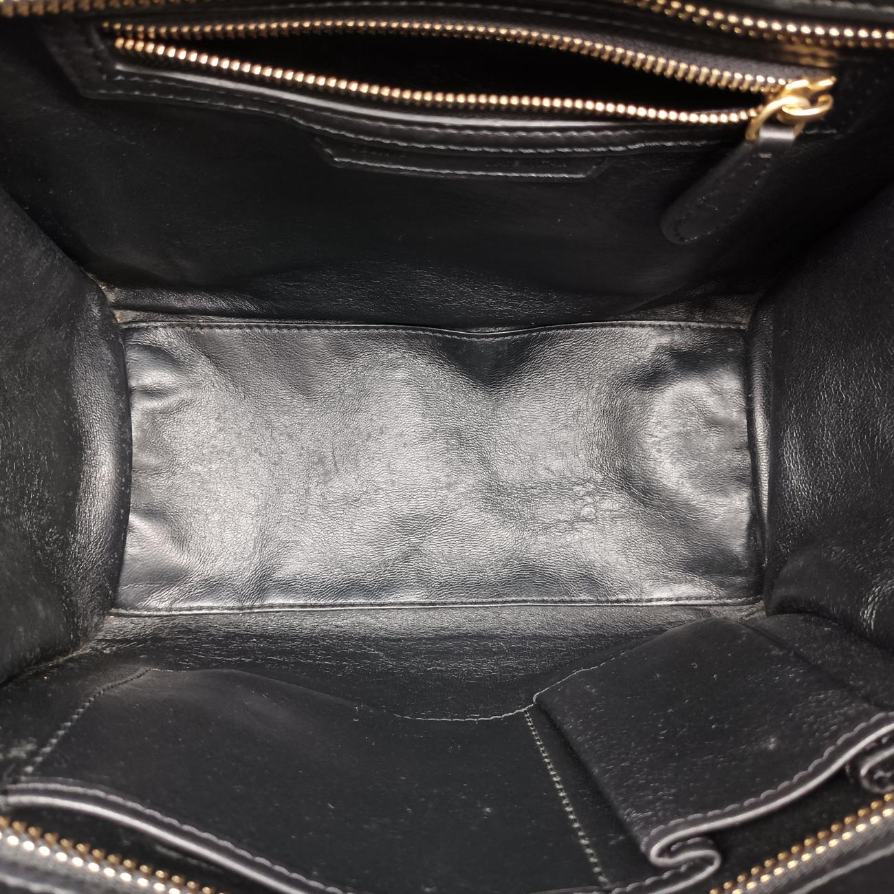 Pre-owned Celine Luggage Mini Shopper Brown x Green x Black Leather  handbag | stylenewstar