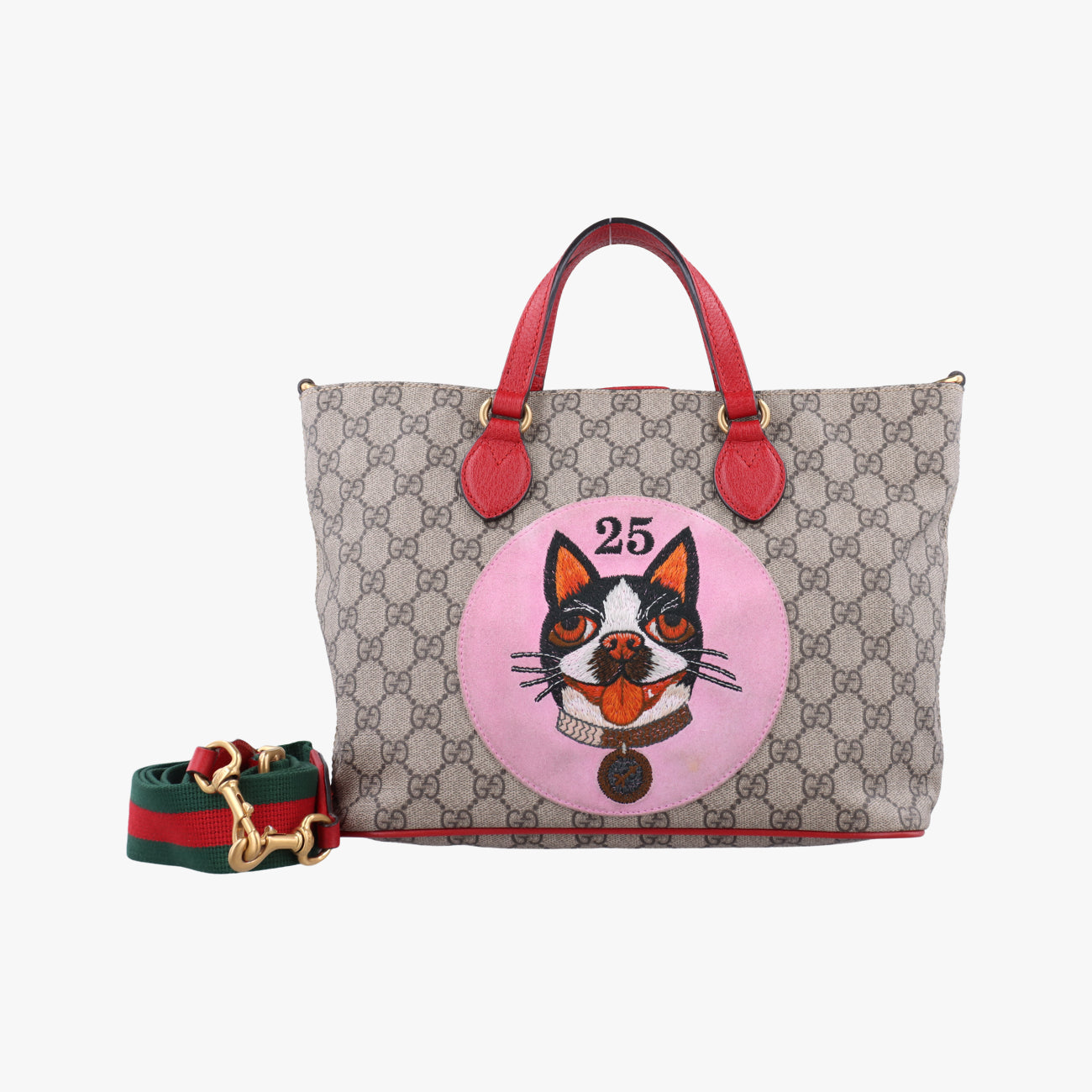 Pre-owned Gucci GG Supreme Bosco PATCHED beige×Multicolour PVC coated canvas 473887 shoulderbag | stylenewstar