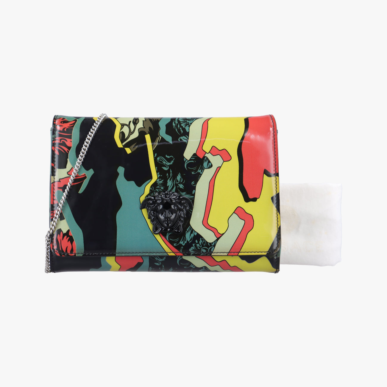 Pre-owned VERSACE Palazzo Medusa Multicolour Patent  shoulderbag | stylenewstar