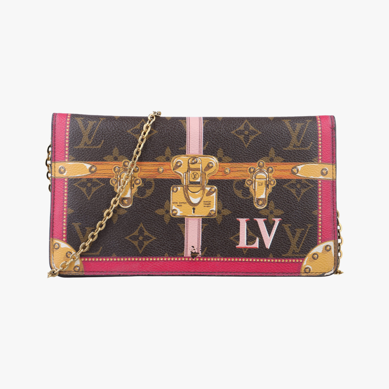 Pre-owned Louis Vuitton Pochette Weekend brown×Fuchsia Pink Monogram Canvas M62456 shoulderbag | stylenewstar