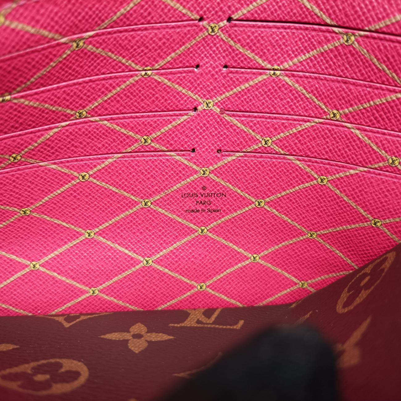 Pre-owned Louis Vuitton Pochette Weekend brown×Fuchsia Pink Monogram Canvas M62456 shoulderbag | stylenewstar