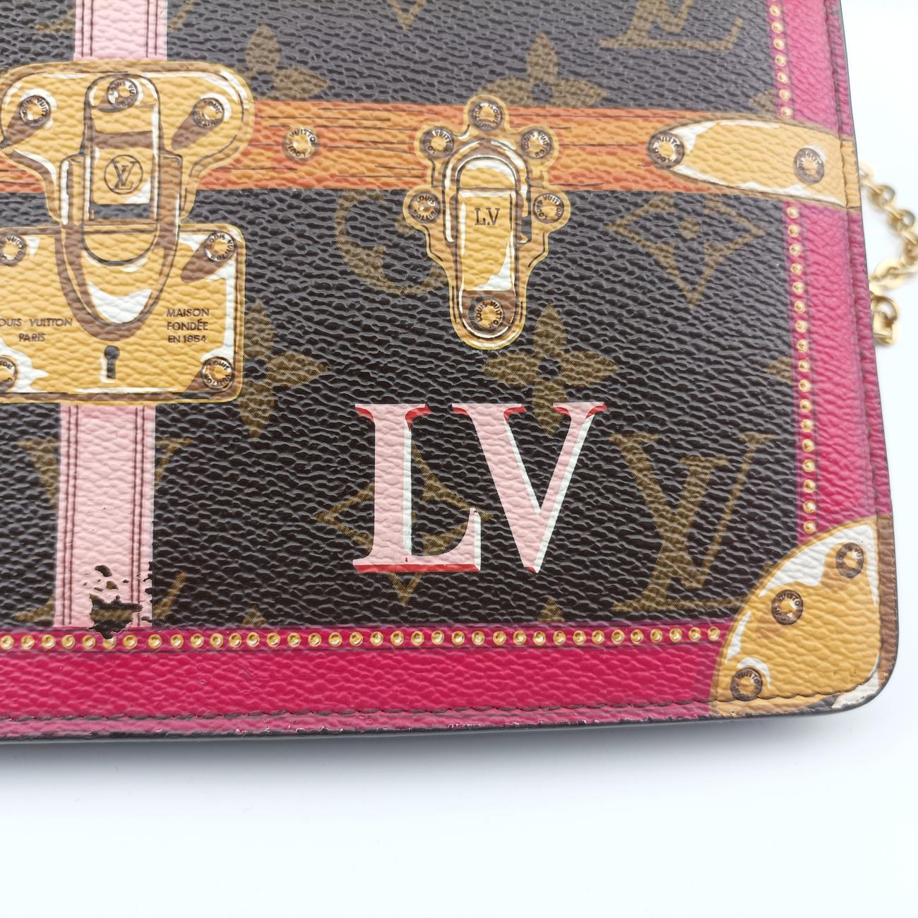 Pre-owned Louis Vuitton Pochette Weekend brown×Fuchsia Pink Monogram Canvas M62456 shoulderbag | stylenewstar
