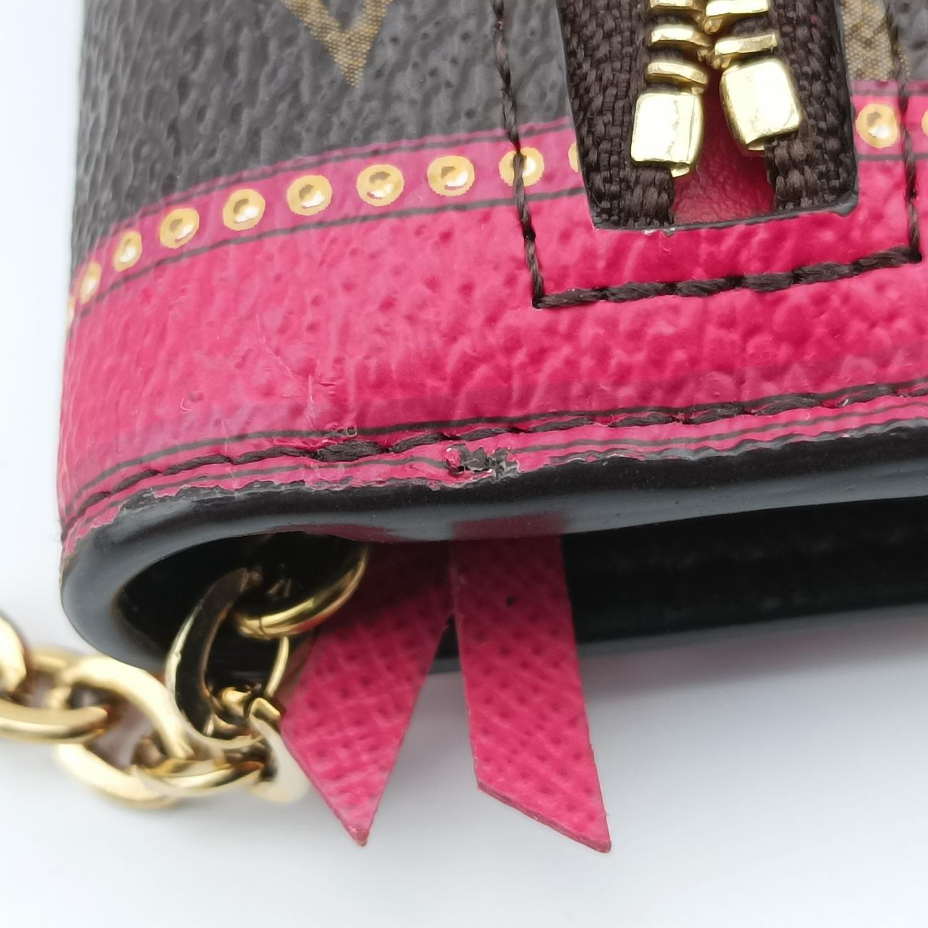 Pre-owned Louis Vuitton Pochette Weekend brown×Fuchsia Pink Monogram Canvas M62456 shoulderbag | stylenewstar