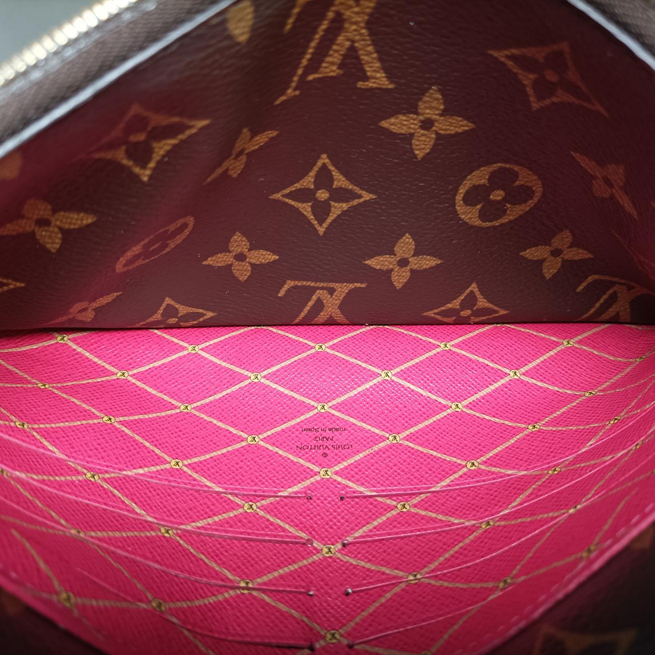 Pre-owned Louis Vuitton Pochette Weekend brown×Fuchsia Pink Monogram Canvas M62456 shoulderbag | stylenewstar